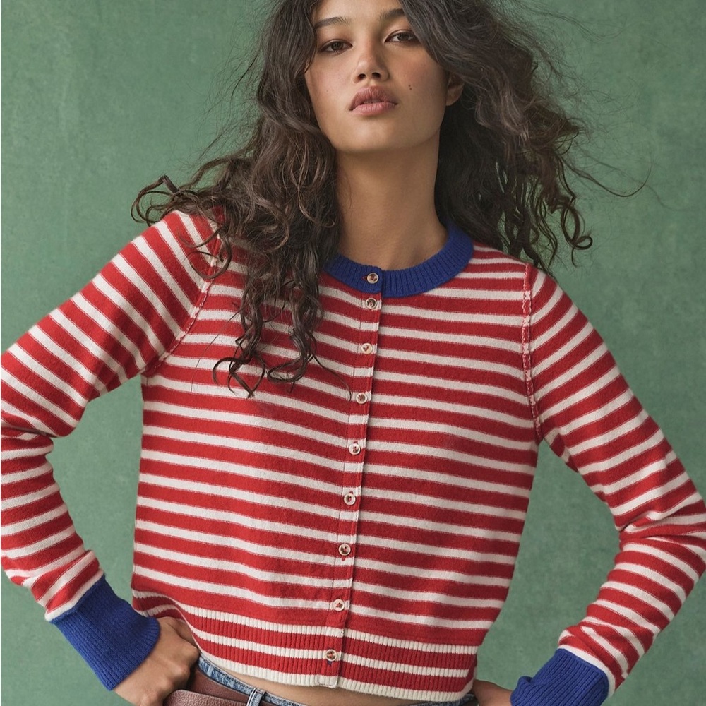 Free People Nocturnal Stripe Cardi - Valient Blue Combo